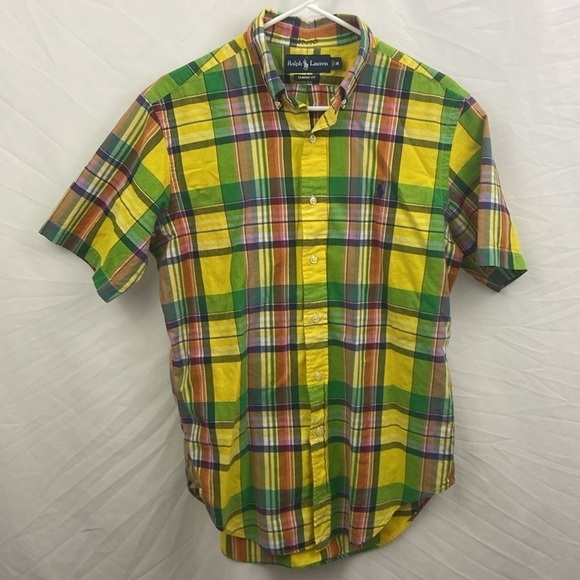 Ralph Lauren Polo Mens Sz M Multi-color Plaid Short Sleeve Button Up Shirt - Picture 8 of 8